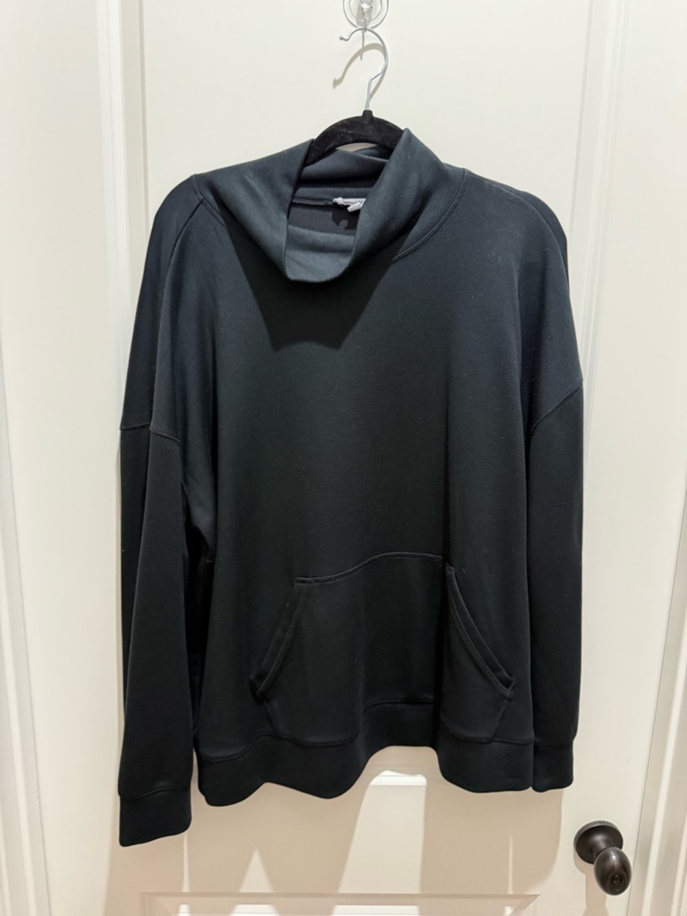 Black Mock Neck Pullover Hoodie - Picture 1 of 3